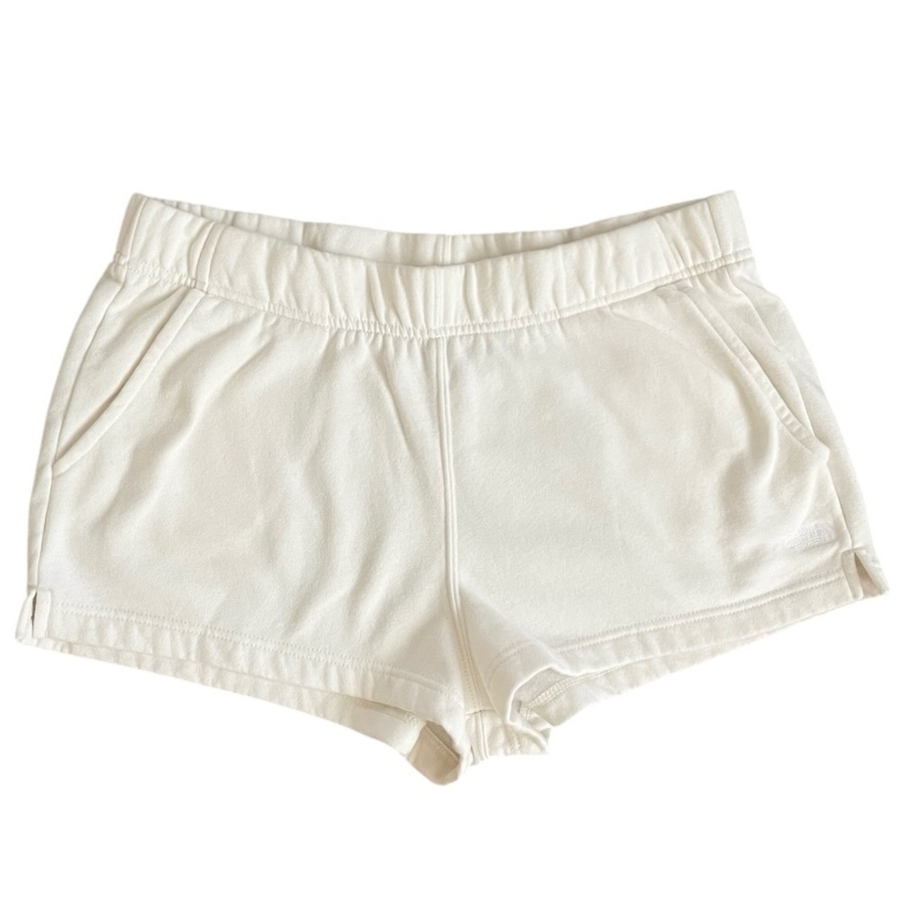 The North Face Fleece Logo Shorts Women’s XL ivory cream pull on comfy preppy